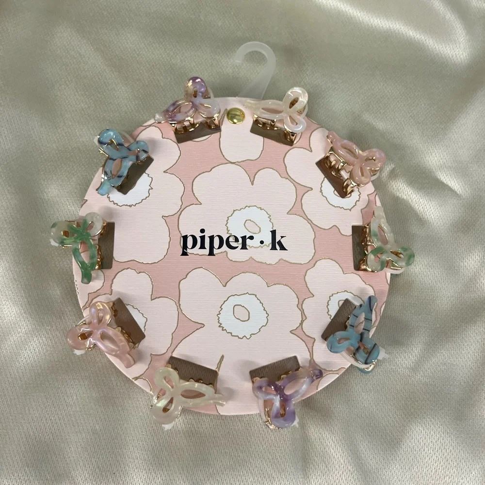 NWT ⚜️🎀⚜️ Piper K Metal and acrylic mini bows hair claw clips - Picture 5 of 8